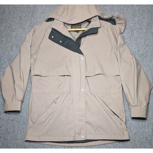 Vintage 90s Eddie Bauer Tan Gore-Tex Hooded Rain Jacket Womens Large